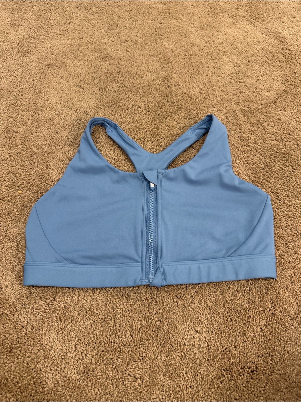 Athleta Dusty Blue Front-Zip Sports Bra